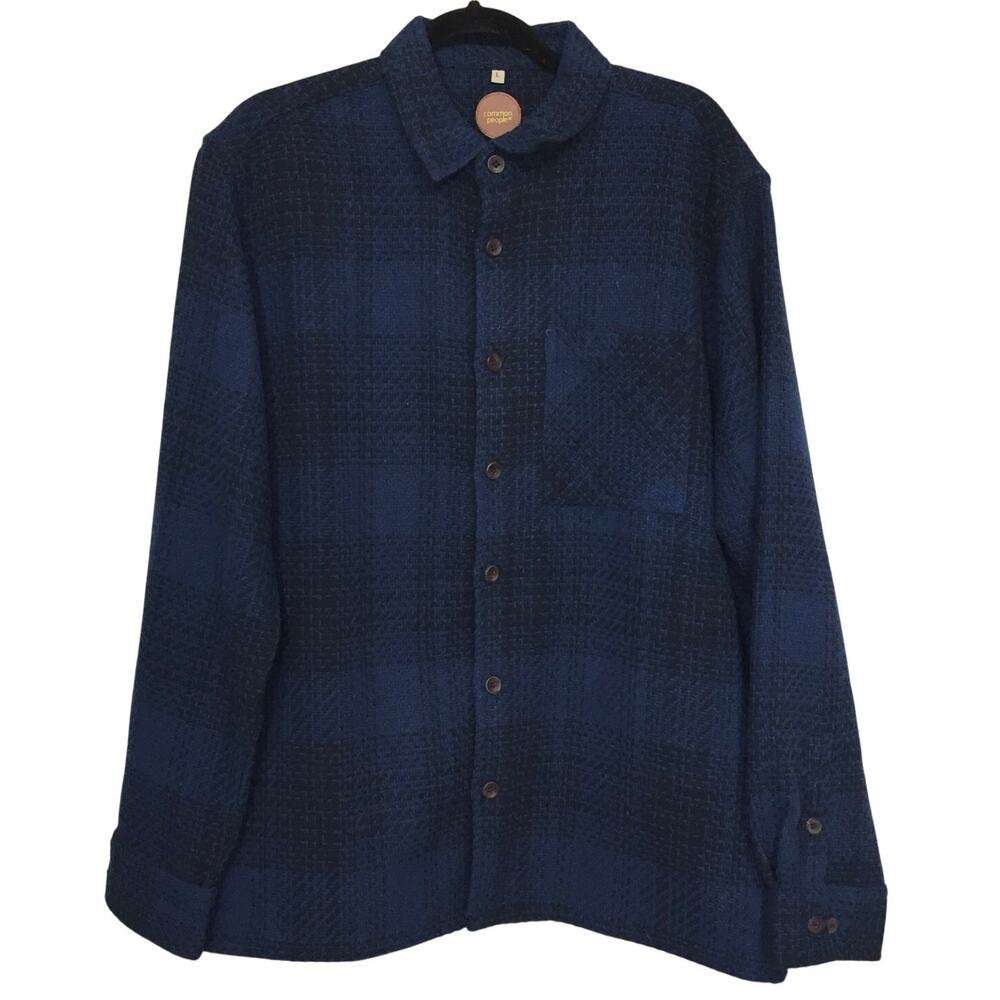 Common People Granby Button Front Wool Blend Shirt Jacket Large Woven Plaid